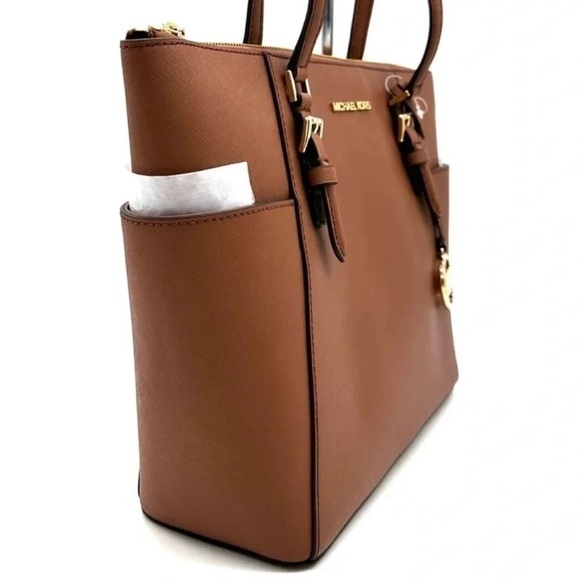 Michael Kors Large Charlotte Tote Bag Luggage Brown - Picture 4 of 12